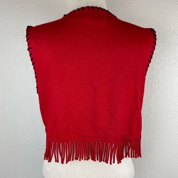 Lennie for Nina Leonard Red and Black Cropped Vest Size M - Picture 5 of 6